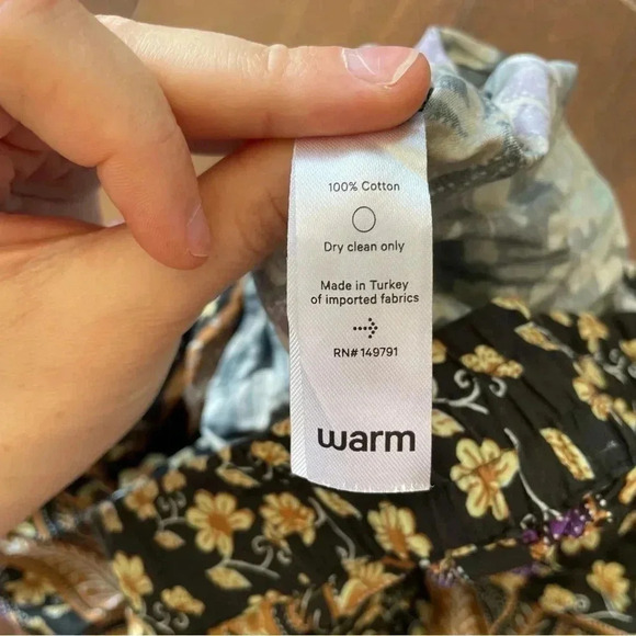 Warm Pickford Wide Leg Pants Boho Floral Paisely Black Purple Tan 100% Cotton 0 - Picture 10 of 12